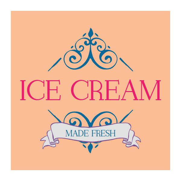 Ice Cream, made fresh logo template, Logo Design Studio Pro
