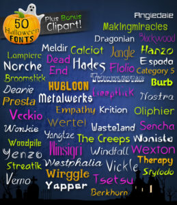 50 Halloween Fonts - samples graphic