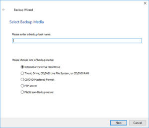 SystemTech backup - backup wizard 1